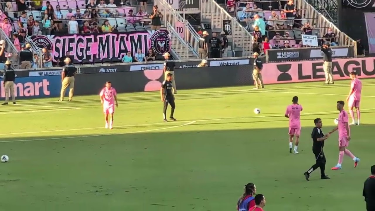 Messi practice free kicks warmups inter Miami vs. Atlas 