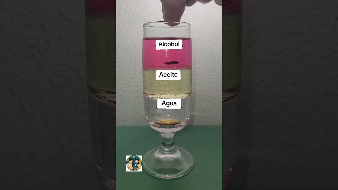 Experimento 🧪 para explicar la diferencia de densidad entre l&iacute;quidos 💧🤯 #geoadictos #experimento