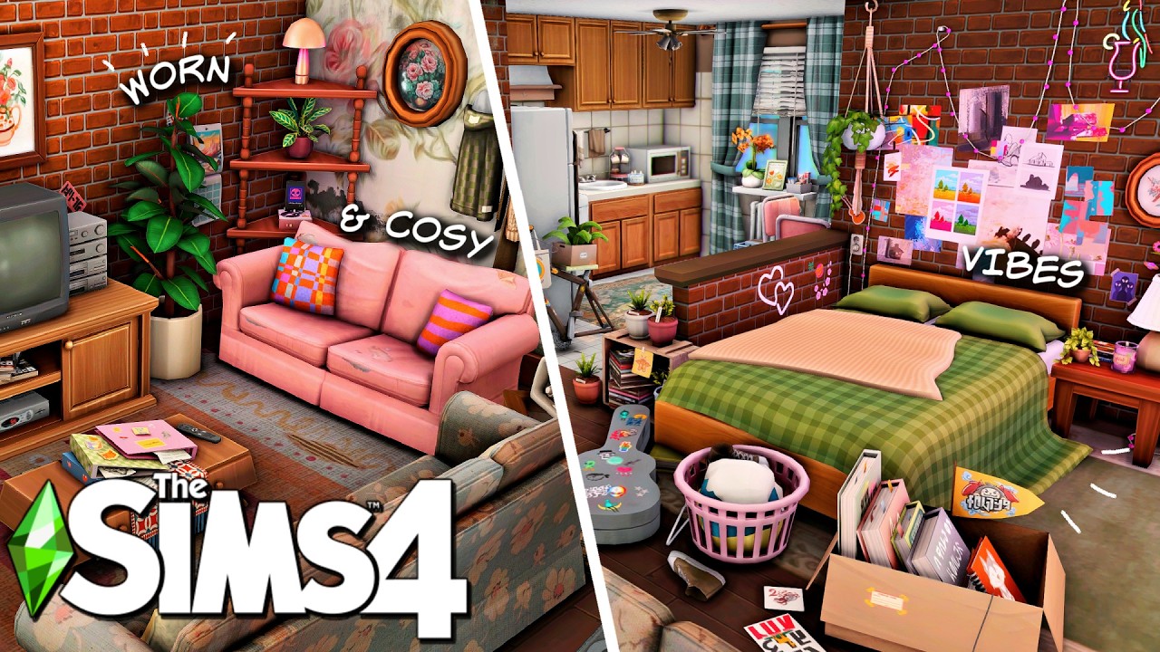 Worn & Cosy Studio Apartment || The Sims 4 Speed Build
