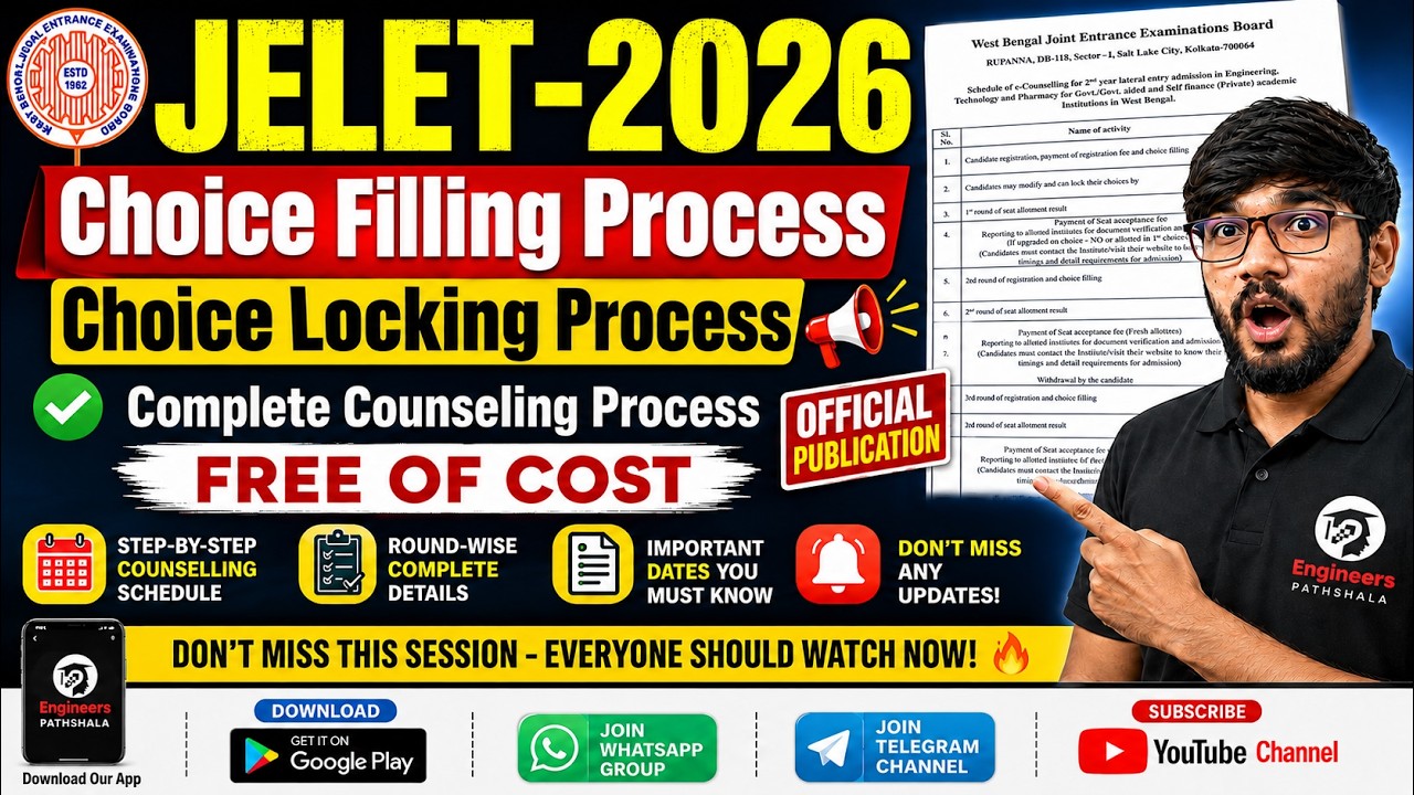 JELET 2026 Choice Filling & Choice Locking Process🔥Complete Counseling Guide😱Today Last Dates #jelet