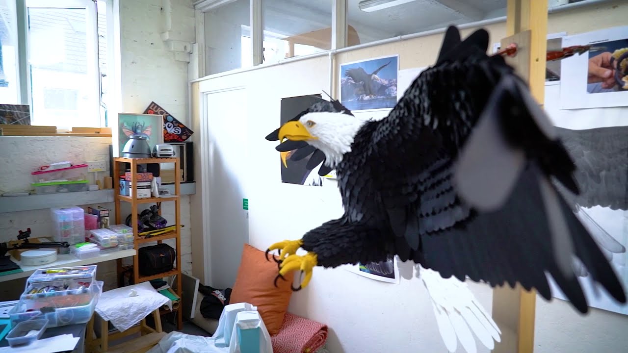 Hand-made Paper Bald Eagle Sculpture
