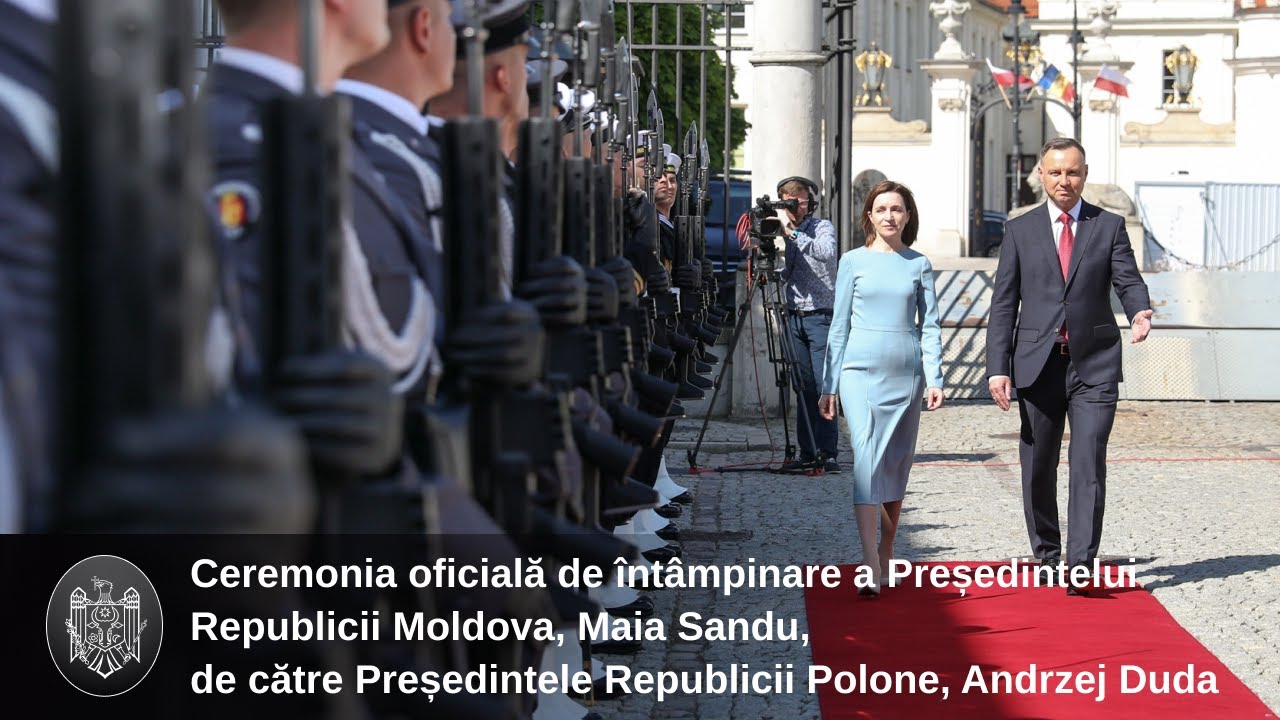 Ceremonia oficială de întâmpinare a Președintelui Maia Sandu, de către Președintele Andrzej Duda