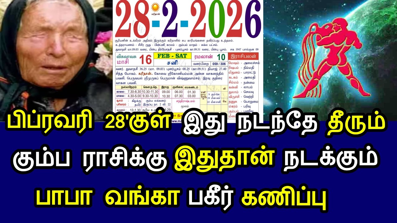 கும்பம் ! பிப்ரவரி 28'குள் இது நடந்தே தீரும்! கும்பம் ராசிக்கு பாபா வங்கா  கணிப்பு