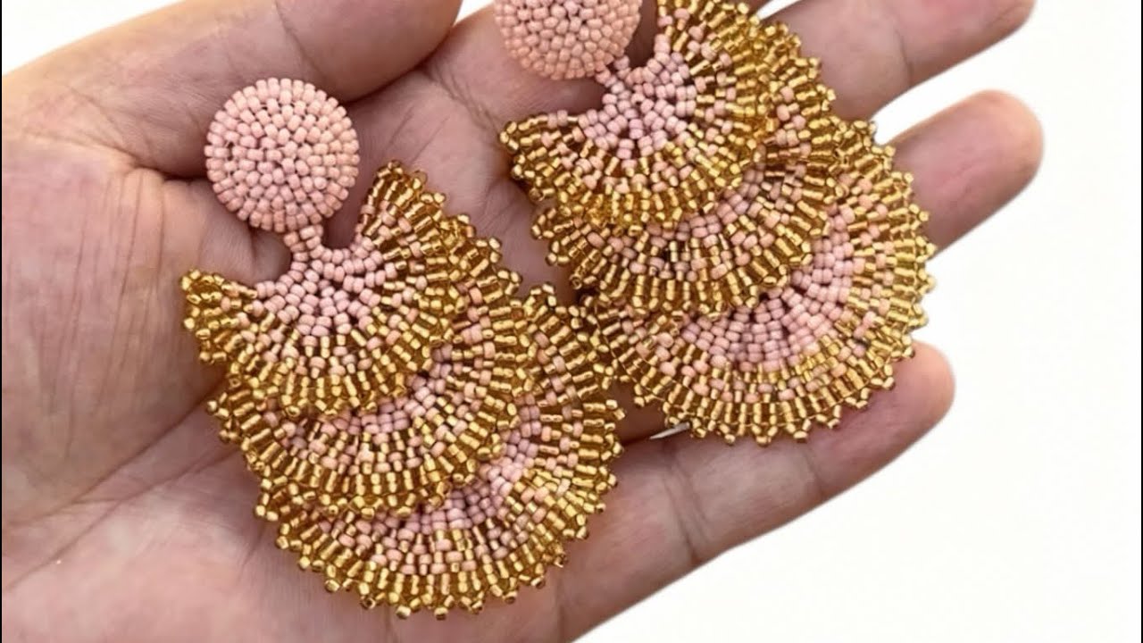  Aretes tipo abanico artesanales #bisuteriaartesanal #areteshechosamano #mostacilla #fanearrings