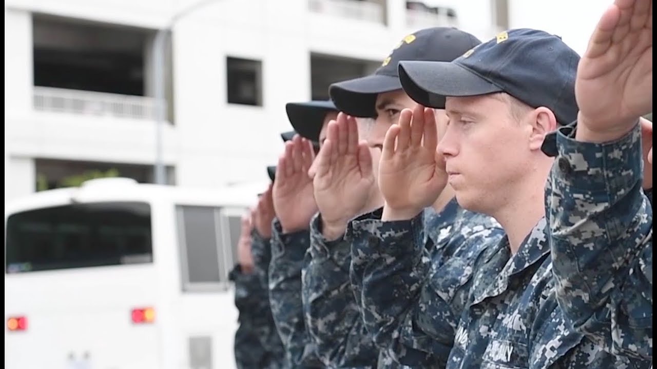 Line of honor for USS McCain Collision Victims' Families And Shipmates