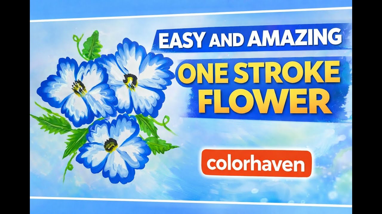 Easy One Stroke Flower Painting 🌸 | Relaxing & Beautiful | Colorhaven|#art #trending