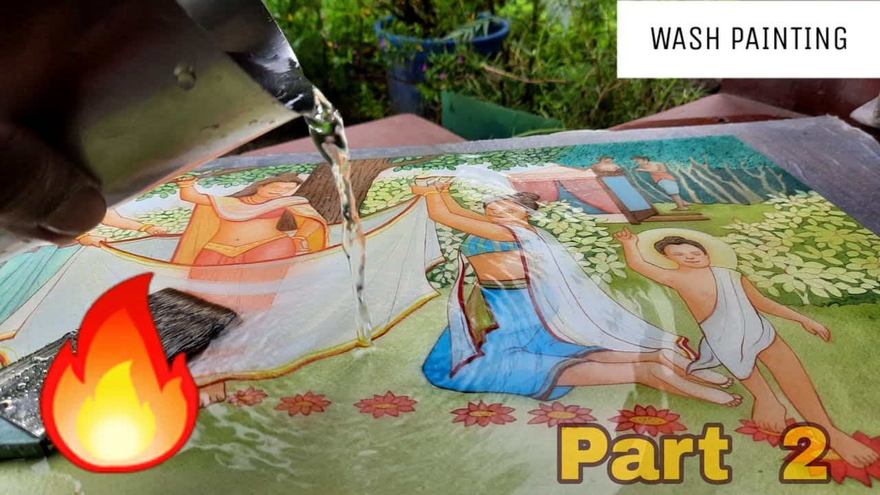 Wash  Painting  part  2....🔥🔥  painting  process  of  India  #washpainting  #buddha  #pritamshaw