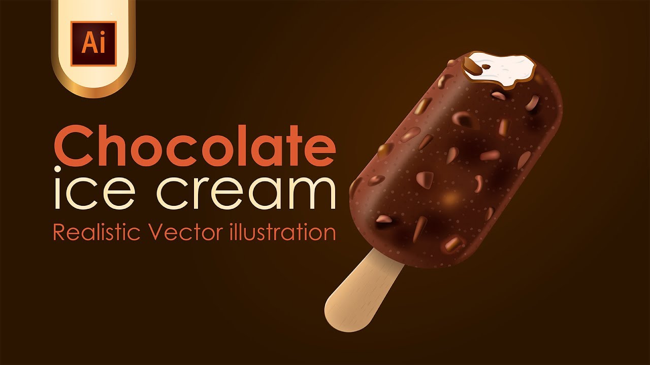 Chocolate Ice Cream Bar Realistic vector | Vector illustration |  Adobe illustrator | Speed Art
