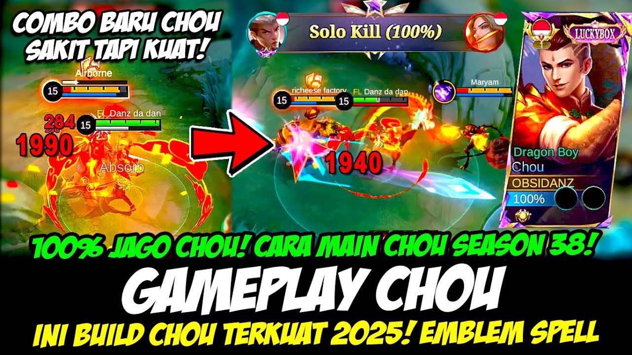 CHOU META LAGI + TIPS JAGO MAIN CHOU SEASON 38❗BUILD CHOU TERSAKIT 2025❗GAMEPLAY CHOU TOP GLOBAL