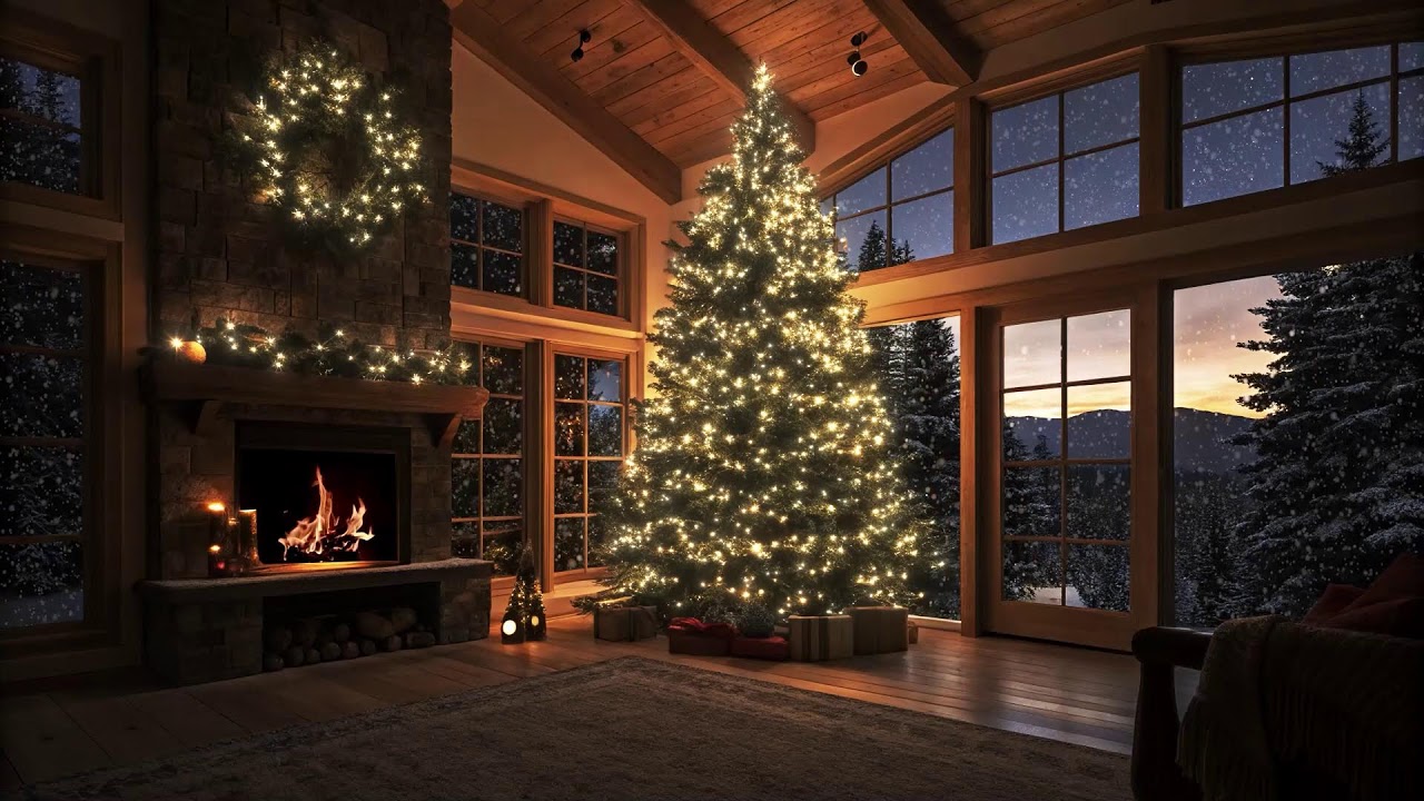 🔥Crackling Fireplace & Relax Smooth Jazz | 🎄Soothing Christmas Ambience ❄️ Calm Winter Jazz Night