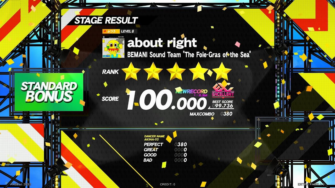 【DANCERUSH STARDOM】about right / ふつう譜面 EXCELLENT 外部出力