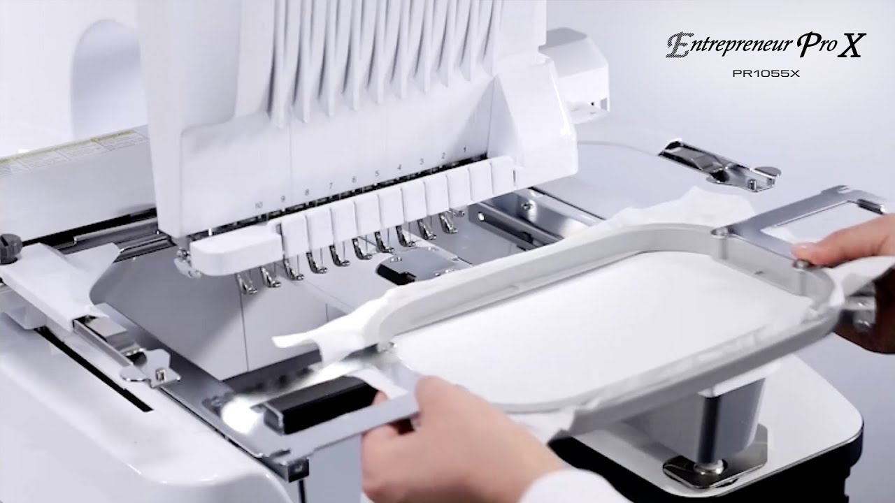 PR1055X - Basic Operation 05 - Hooping the fabric in the embroidery frame and attaching it
