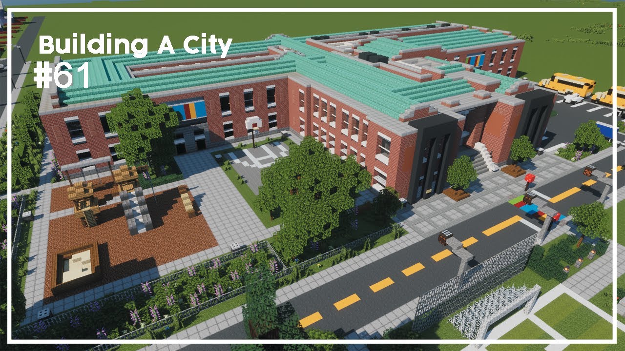 Building A City #61 // Elementary School // Minecraft Timelapse