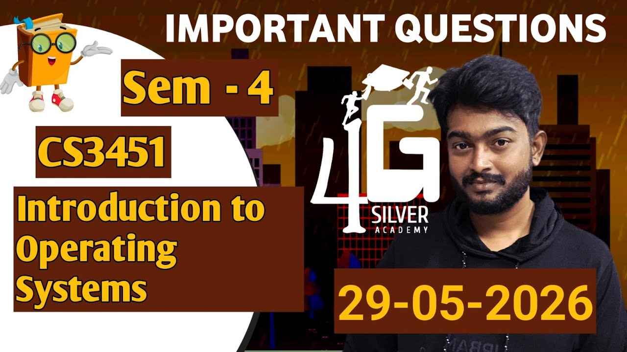 Introduction To Operating Systems Important Questions May June 2026 Exam | CS3451 4G Silver Academy