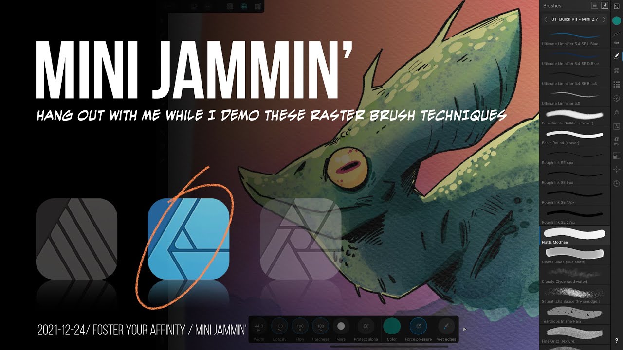 Mini Jammin - Raster Brush & Technique Demo in Affinity Designer on iPad