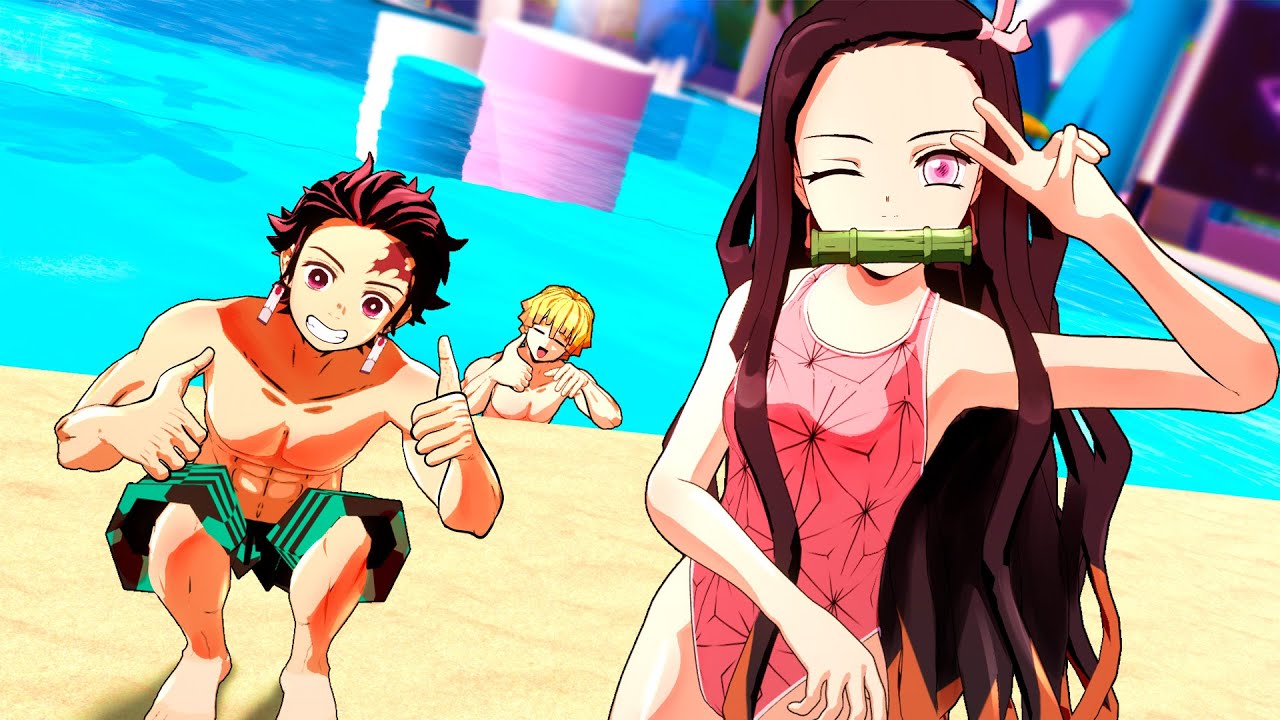 Tanjiro LEVOU a Nezuko no PARQUE AQUÁTICO (Demon Slayer Vr)