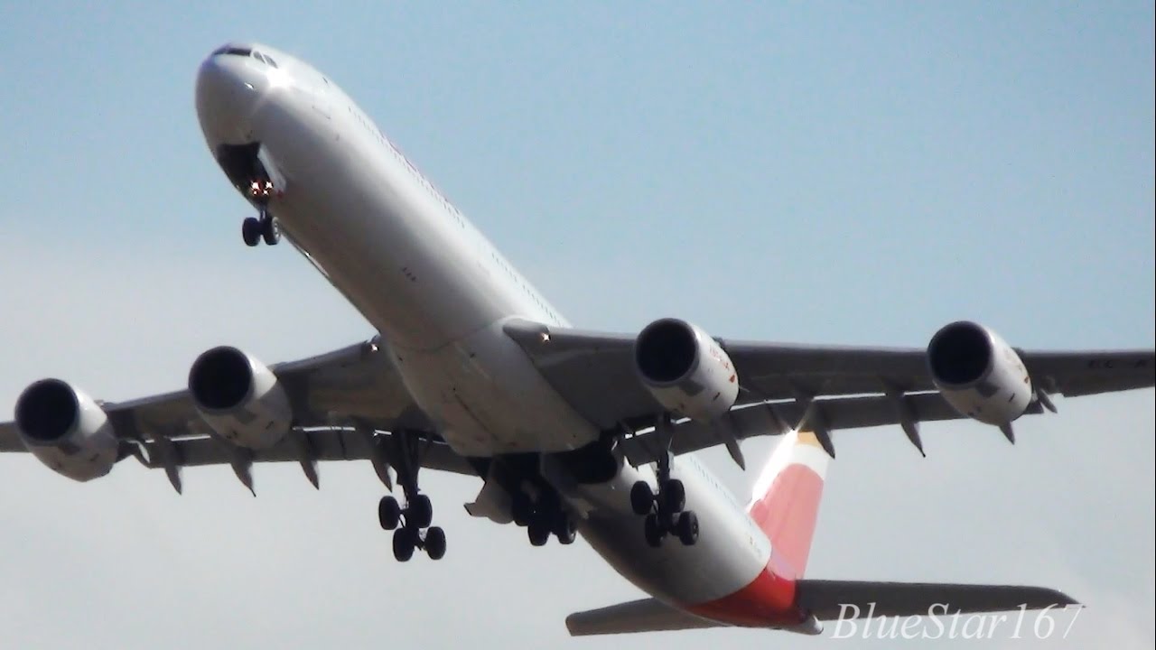 Iberia Airbus A340-600 (EC-KZI) takeoff from NRT/RJAA (Tokyo - Narita) RWY 34L