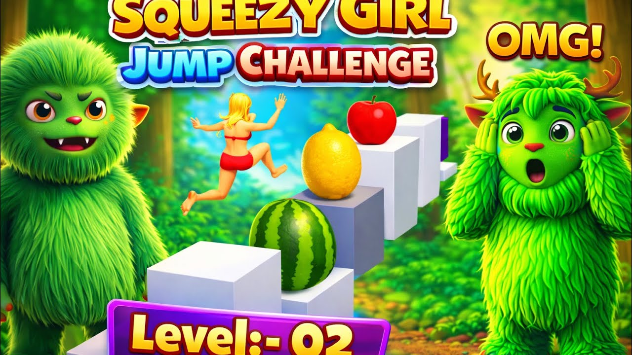 Squeezy Girl Jump Challenge | Omg Reaction😱! Level 02 | 3D Funny Game