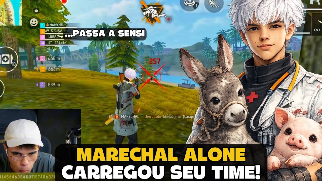 MARECHAL CARREGOU OS ALEATORIOS NA RANK E LIMPOU O MAPA! FREE FIRE - MARECHAL HIGHLIGHTS