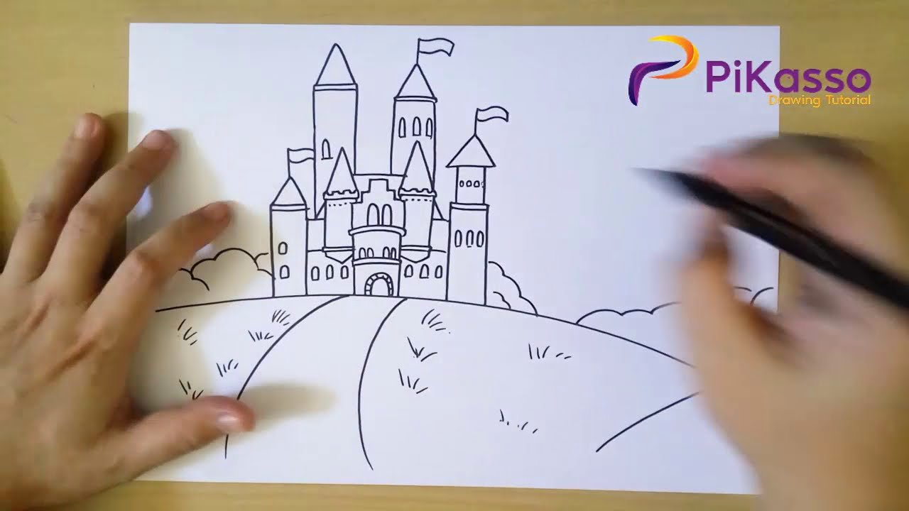 How to Draw Castle Building Fairytale