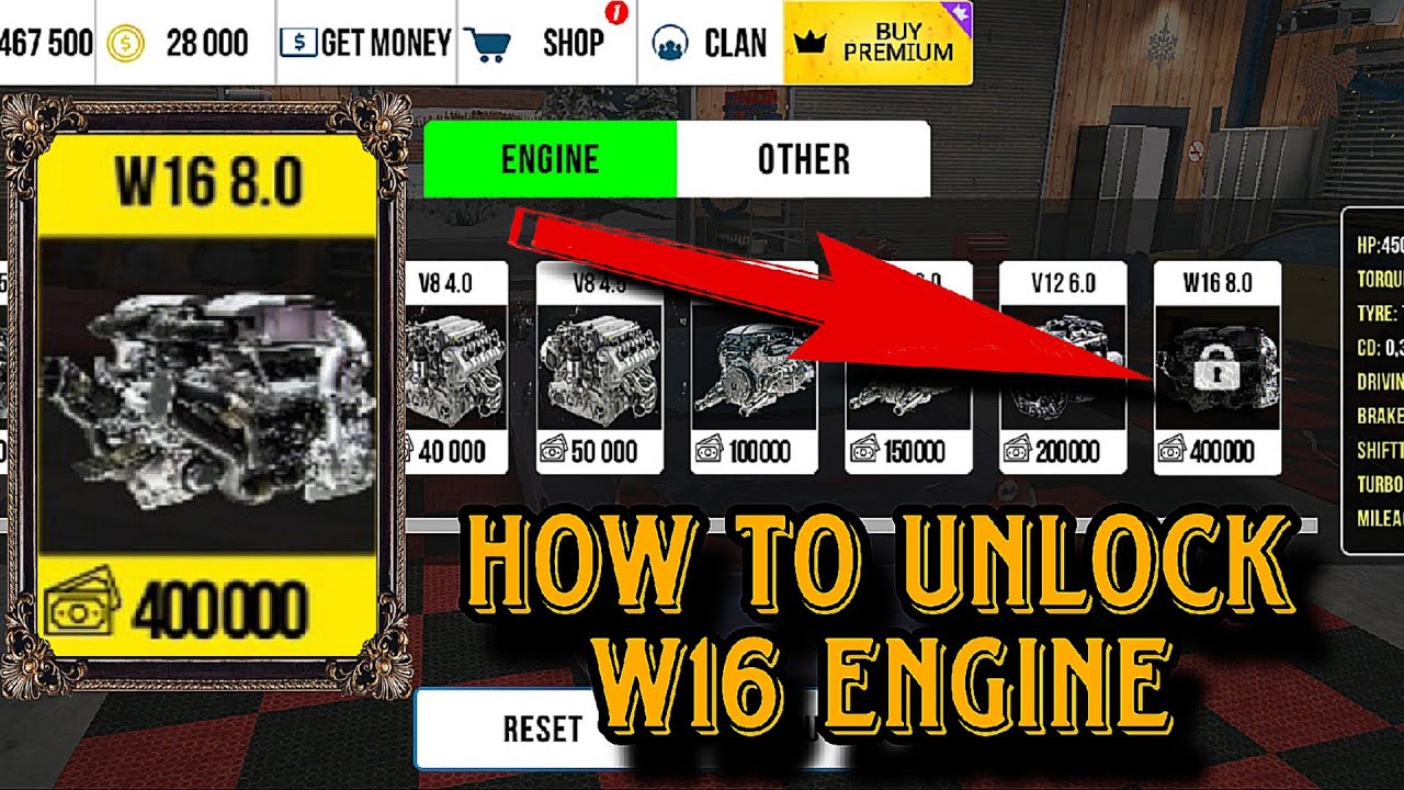 HOW TO UNLOCK W16 ENGINE IN CAR PARKING MULTIPLAYER
