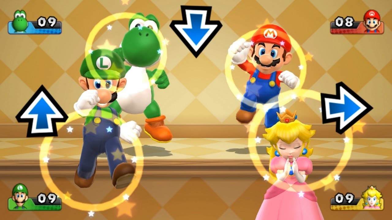 Mario Party 9 Step It Up - Yoshi vs Mario vs Luigi vs Peach Master Difficulty Gameplay