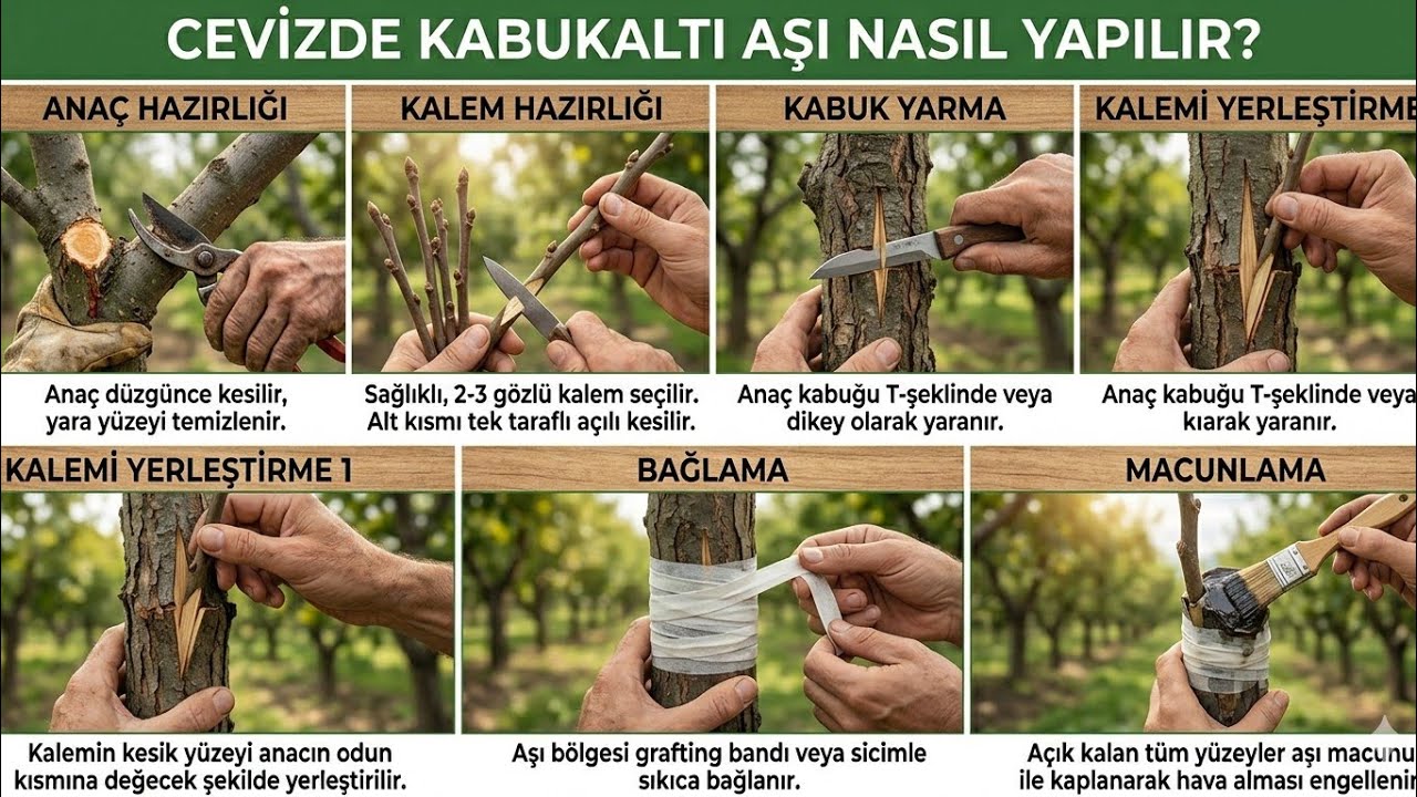 Cevizde Kabuk altı aşı nasıl yapılır. How to vaccinate walnuts under the shell and gardening
