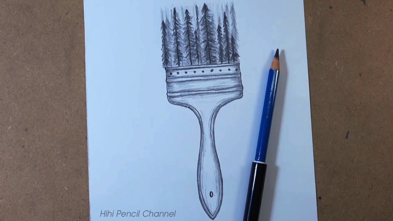 How to Draw Landscape Scenery on Brush Step by Step | Pencil Drawing