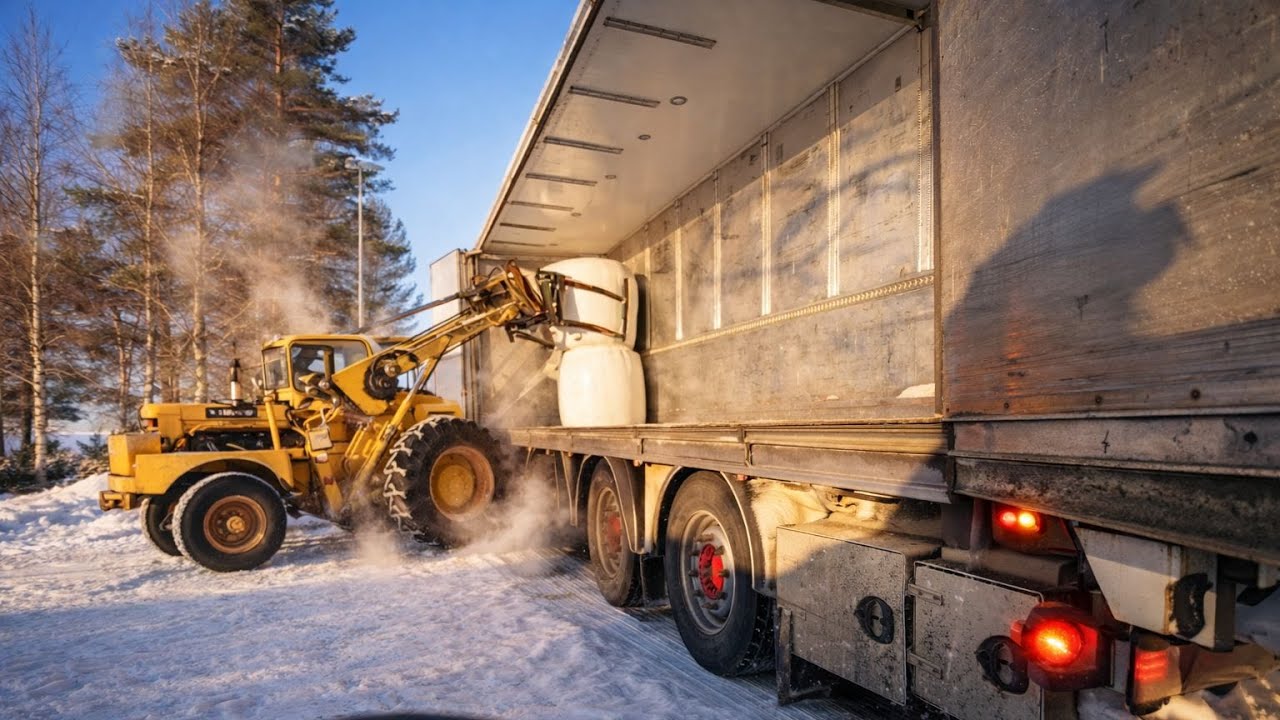 POV Truck Driving - Full truck of Hay bales - Sweden