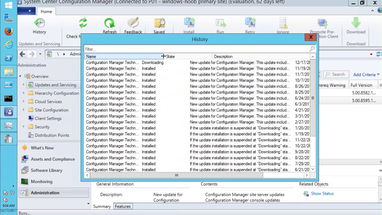 Upgrading to System Center Configuration Manager 1712 Technical Preview