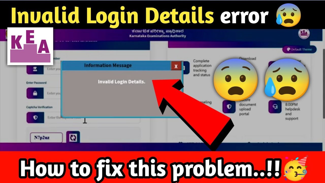 Invalid login details in kcet 2026 application| how to fix it | invalid registration error in kcet