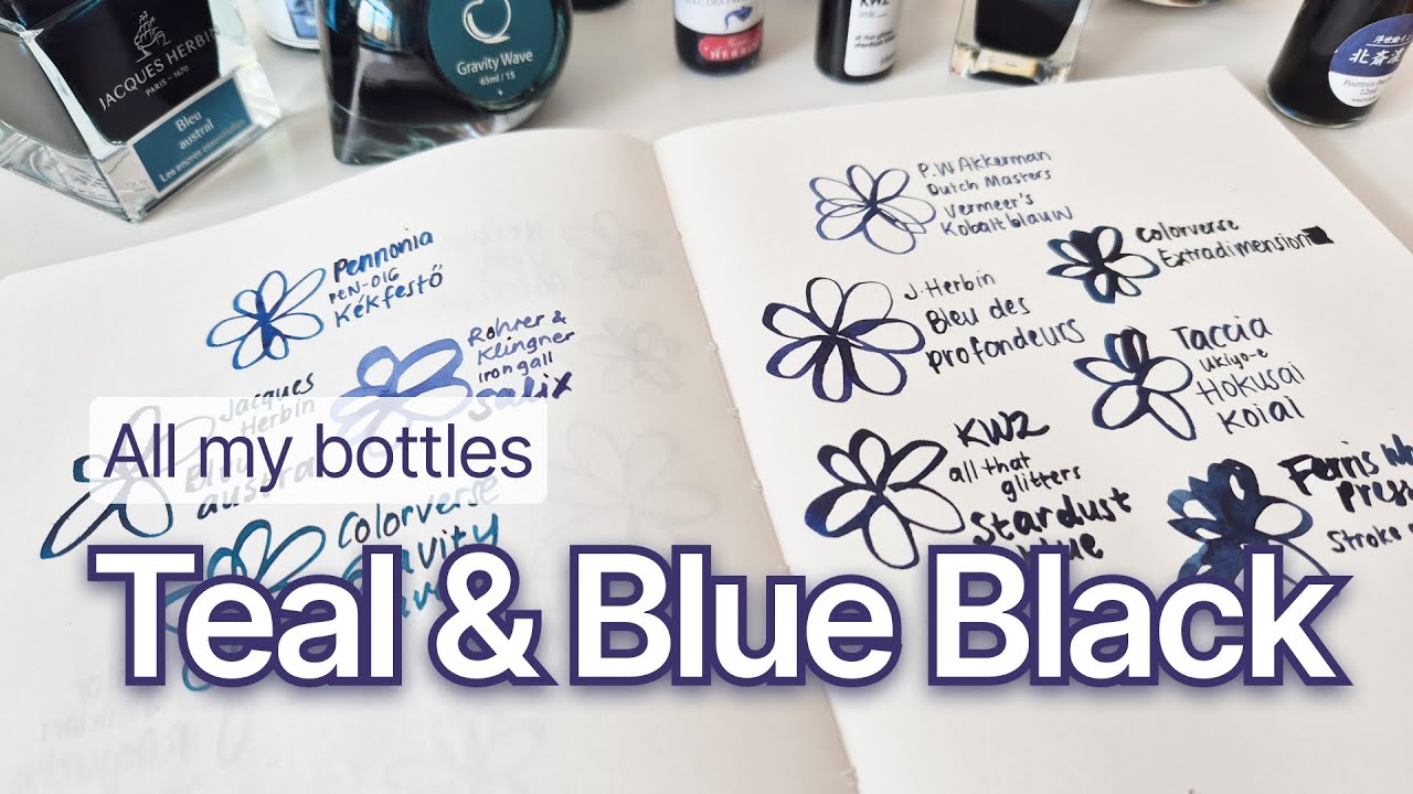 💙Teal and Blue Black 🖤 | All my ink bottles!