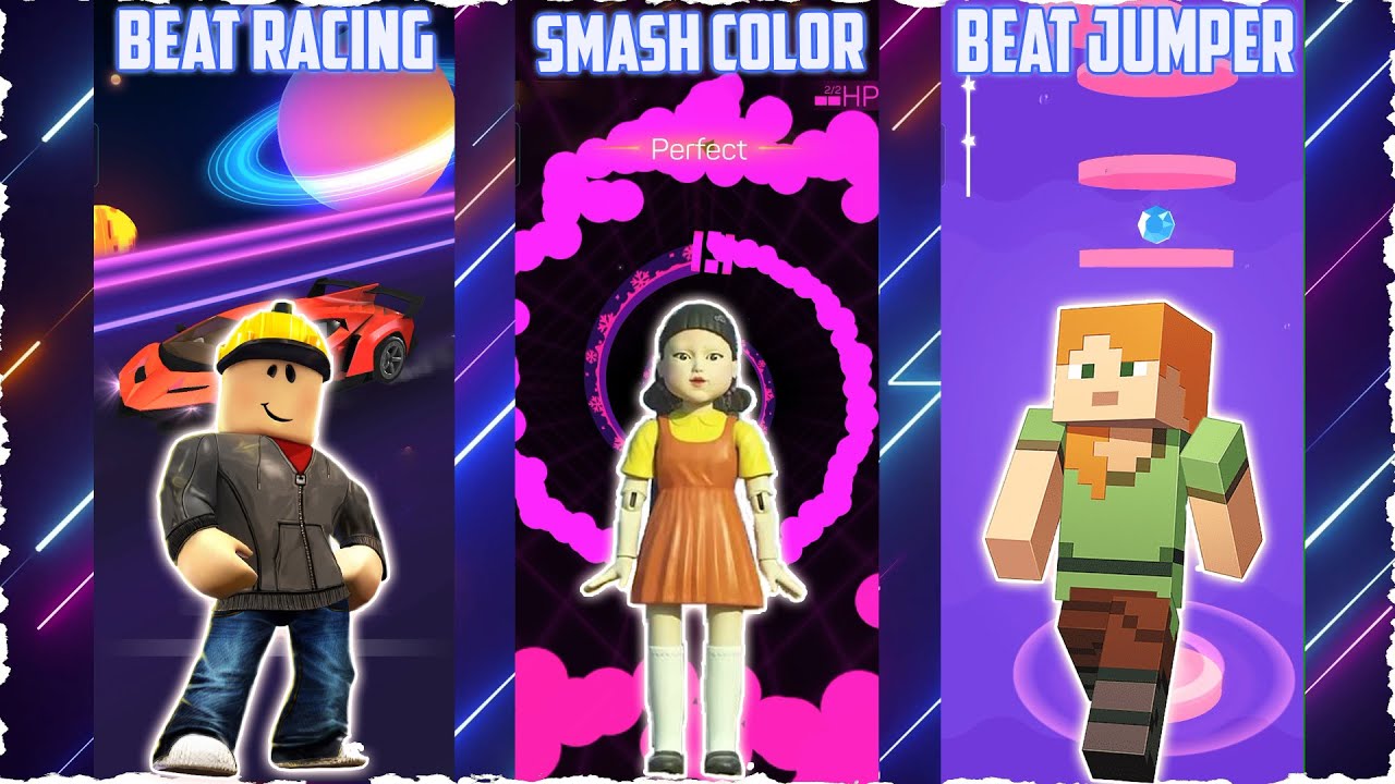 Beat Racing - Roblox | Smash Color 3D - Squid Game | Beat Jumper - Minecraft