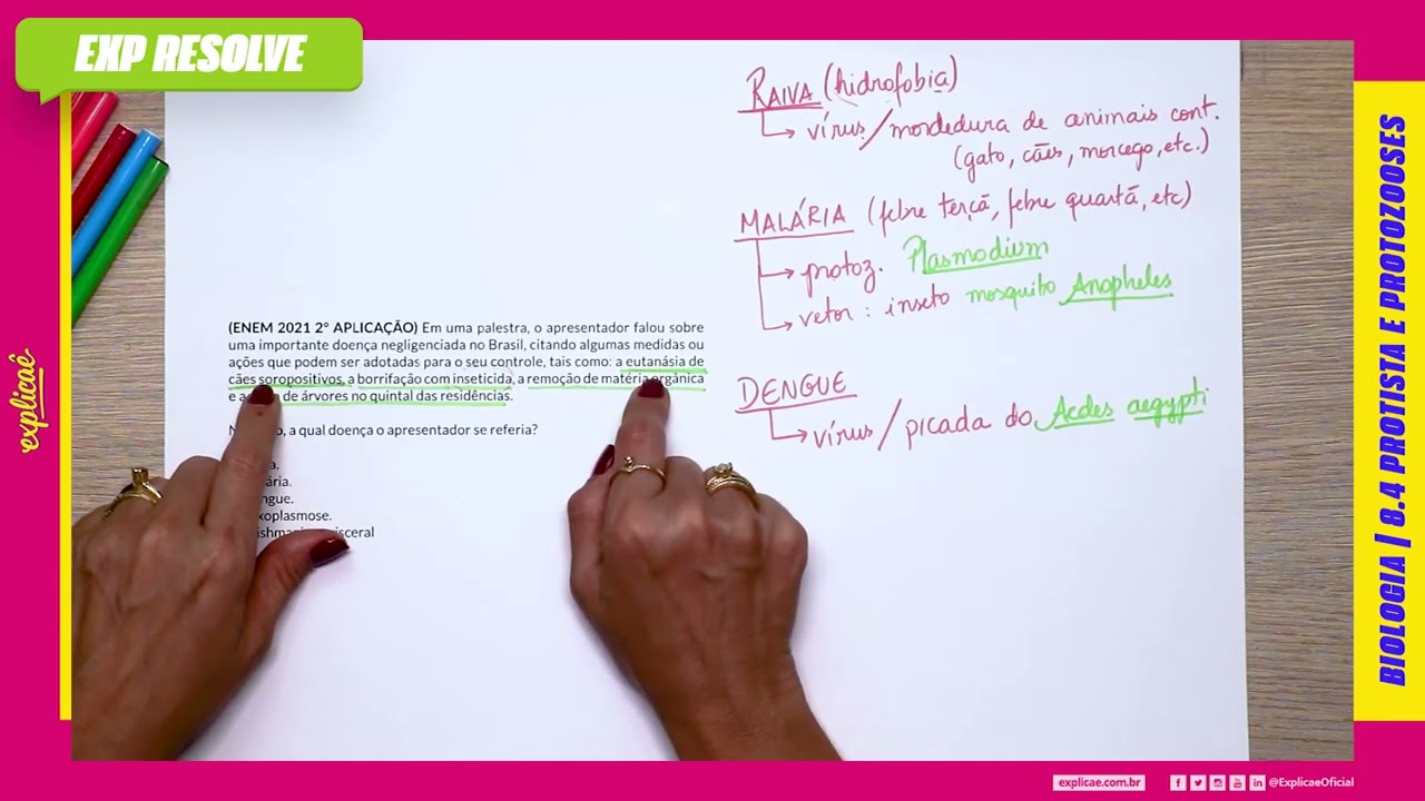 EM UMA PALESTRA, O APRESENTADOR FALOU SOBRE UMA IMPORTANTE DOENÇA (...) |  PROTISTA E PROTOZOOSES