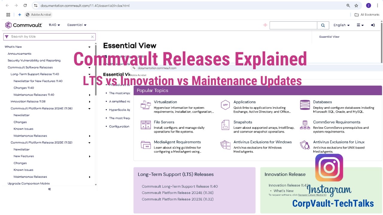 #Commvault Software Releases, Maintenance Releases & Changes made in the versions (For Beginners)
