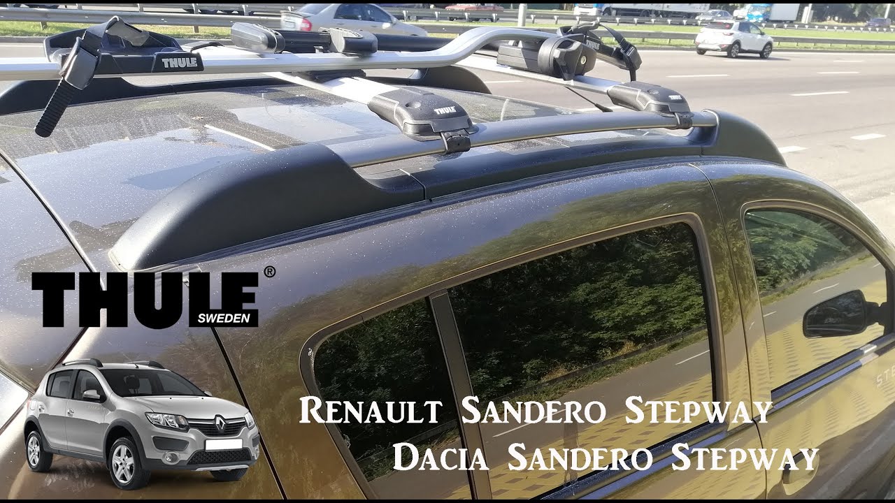 Roof rack bars with railing Thule Wingbar Edge for Dacia Renault Sandero Stepway