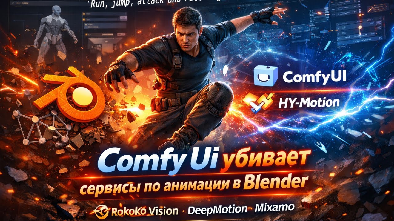 HY Motion 1.0  Comfy Ui убивает сервисы по анимации Mixamo Rokoko DeepMotion для Blender