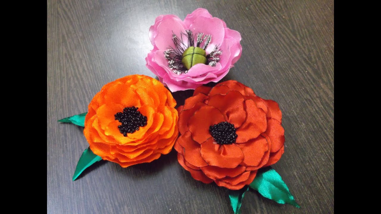 D.I.Y. Satin Ribbon Poppy Flowers - Tutorial | MyInDulzens
