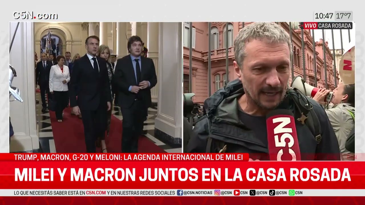 FRANCESES PROTESTAN en CASA ROSADA contra la REUNIÓN entre JAVIER MILEI y EMMANUEL MACRON