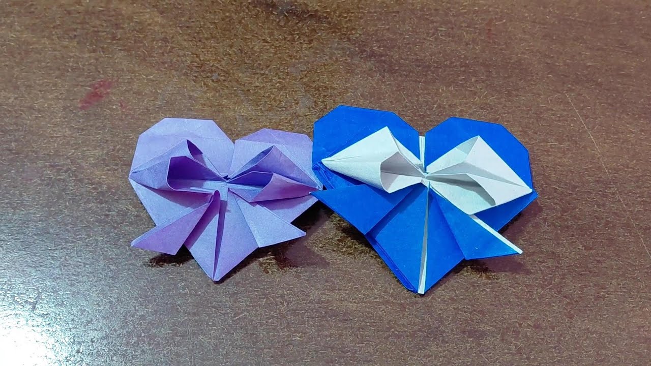 How to make a bow 🙇‍♀️ heart ❤️ from origami paper 