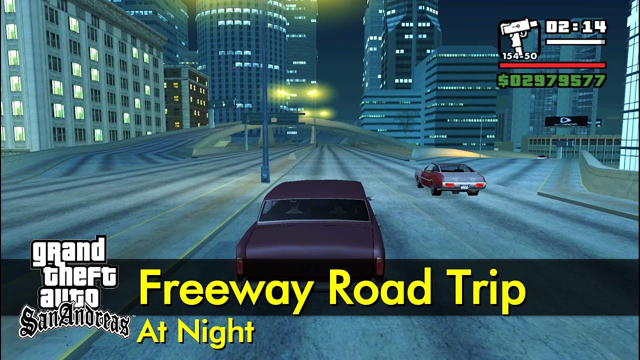 Freeway Road Trip (at night, no music, less traffic) | The GTA:San Andreas Tourist