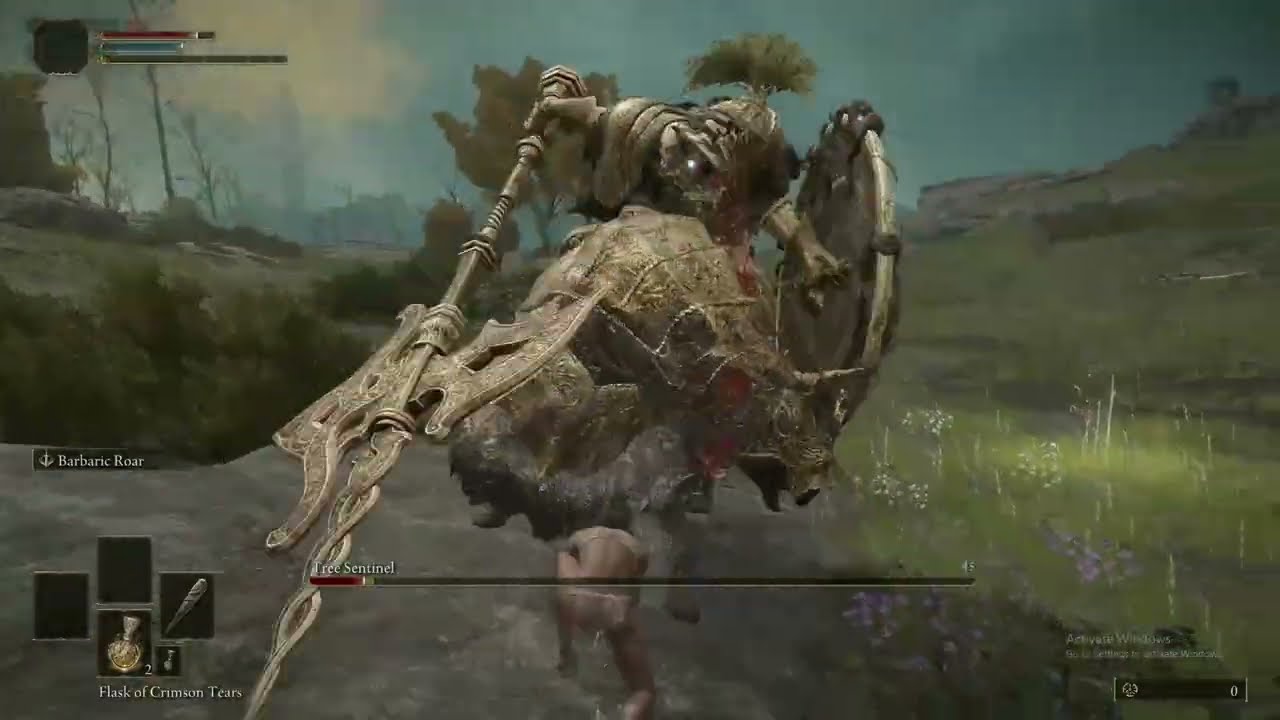 my friend defeating tree sentinel at wretch rune lvl 1