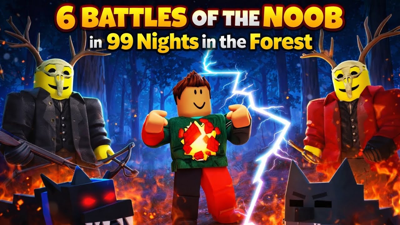 6 BATTLES OF THE A NOOB IN 99 NIGHTS IN THE FOREST#99nightintheforest #roblox 