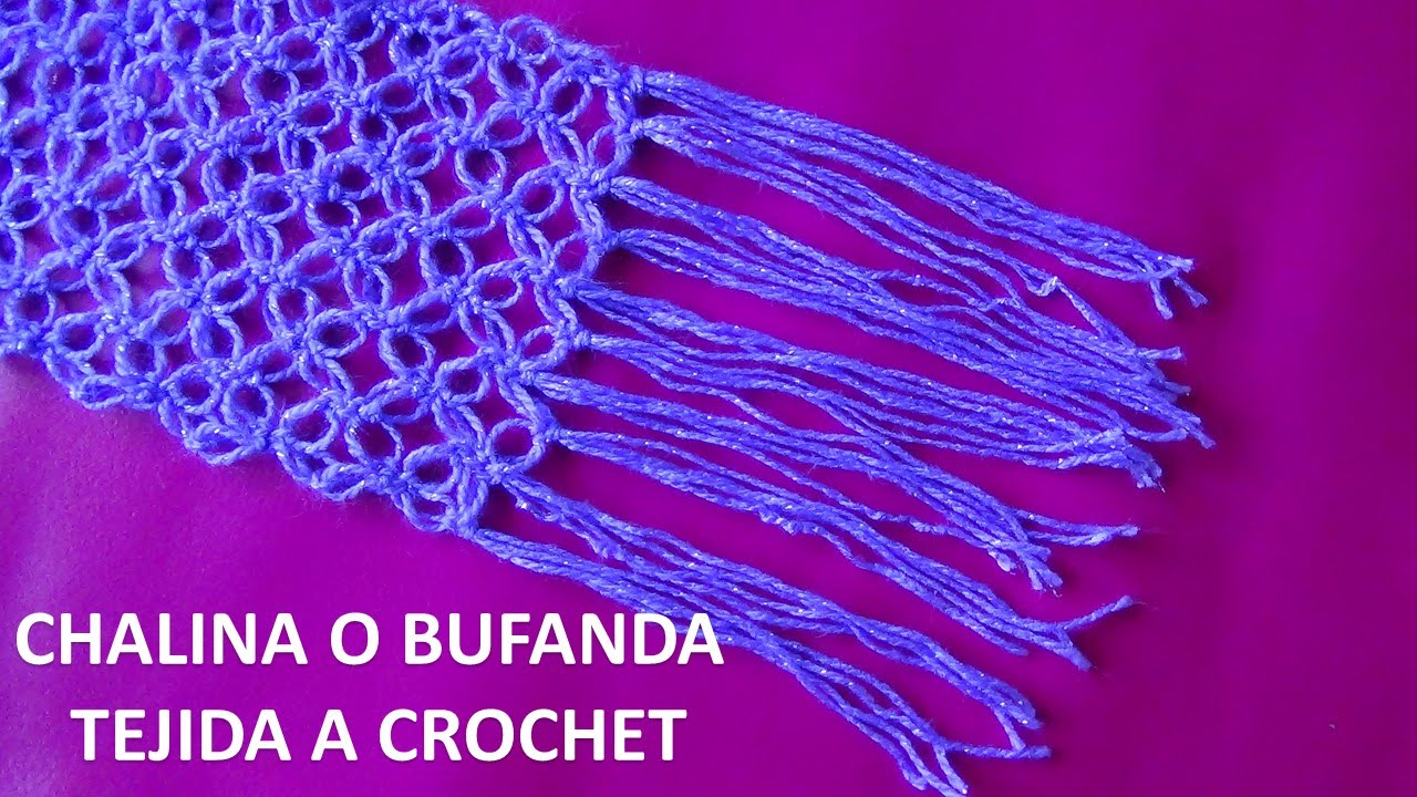 bufanda o chalina tejido a crochet en punto espuma de mar paso a paso
