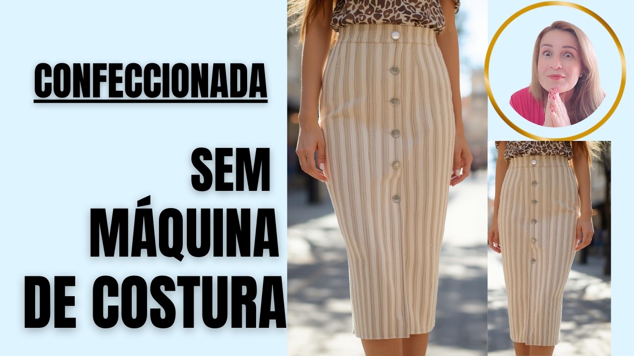 😱COMO FAZER SAIA MIDI ALFAIATARIA FEITO A MÃO SEM MÁQUINA DE COSTURA LINDA E FÁCIL -DIY