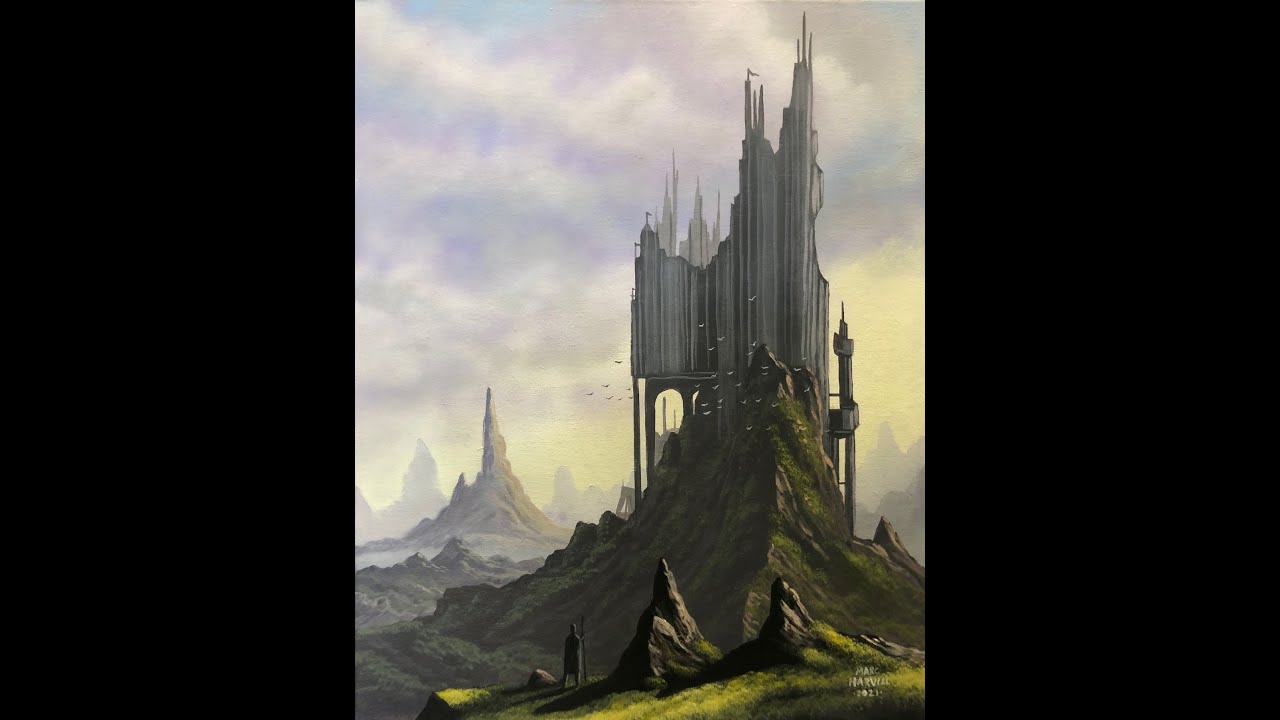 #58 How to Paint an Epic Fantasy Castle Landscape | Acrylic Painting Tutorial |  Marc Harvill Art
