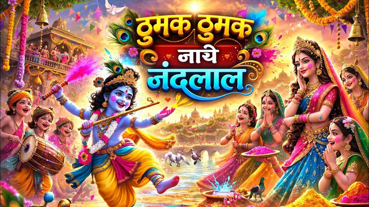 Thumak Thumak Nache Nandlal | Krishna Holi Bhajan | Radha Krishna Song #kukukhadoliya
