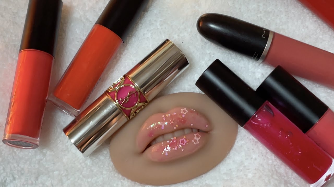 ASMR | 👄하늘아래 같은 색은 없다 모형에 10가지 비슷한 컬러의 립스틱바르기/ 입소리