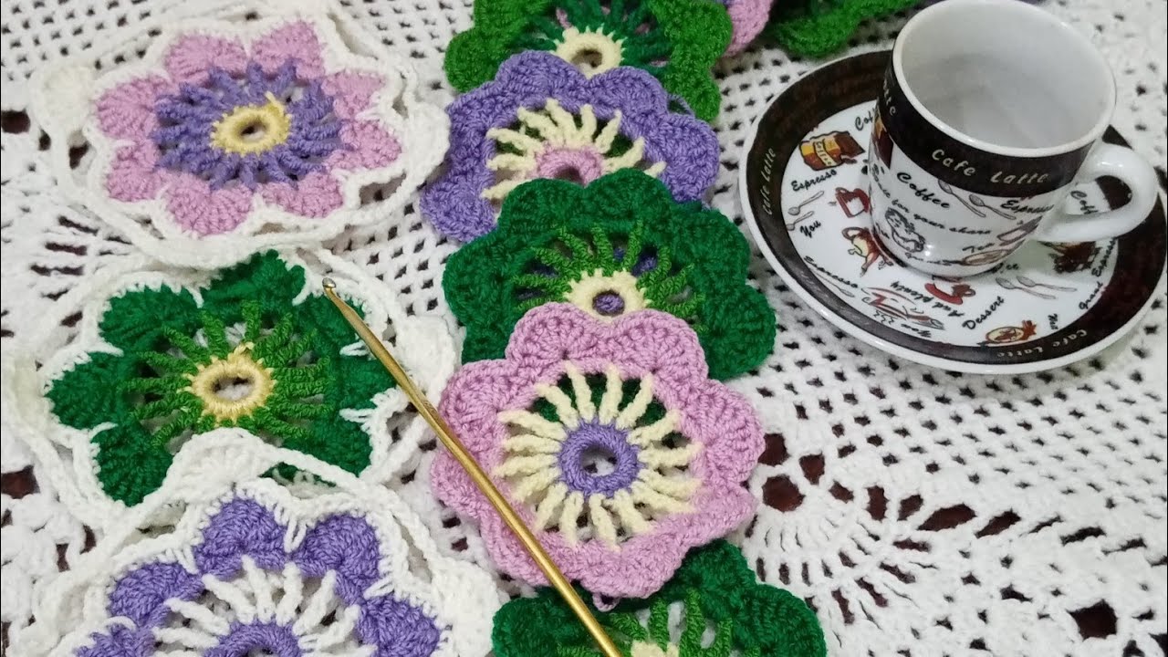 كروشيه وحدة مربعة النتيجة مبهرة الجزء 1) crochet square patern