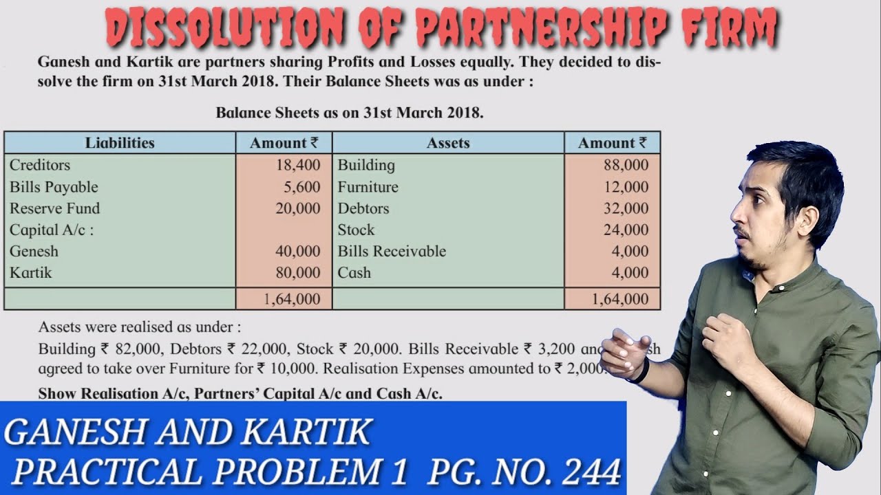 Dissolution of Partnership Firm | Practical Sum | Ganesh and Kartik | Full sum | No.1 | Pg.No. 244 |